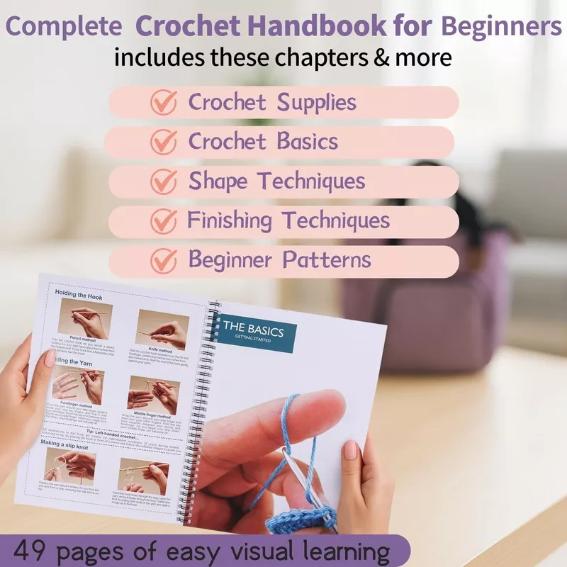 116-Piece Beginner Crochet Kit with 20 Yarns, Ergonomic Hooks, Accessories, Book and Online Tutorials