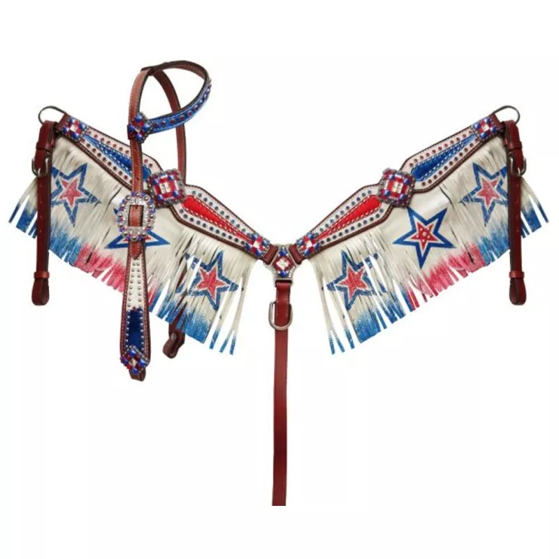 #13726: Showman Red/ White/ Blue patriotic fringe set