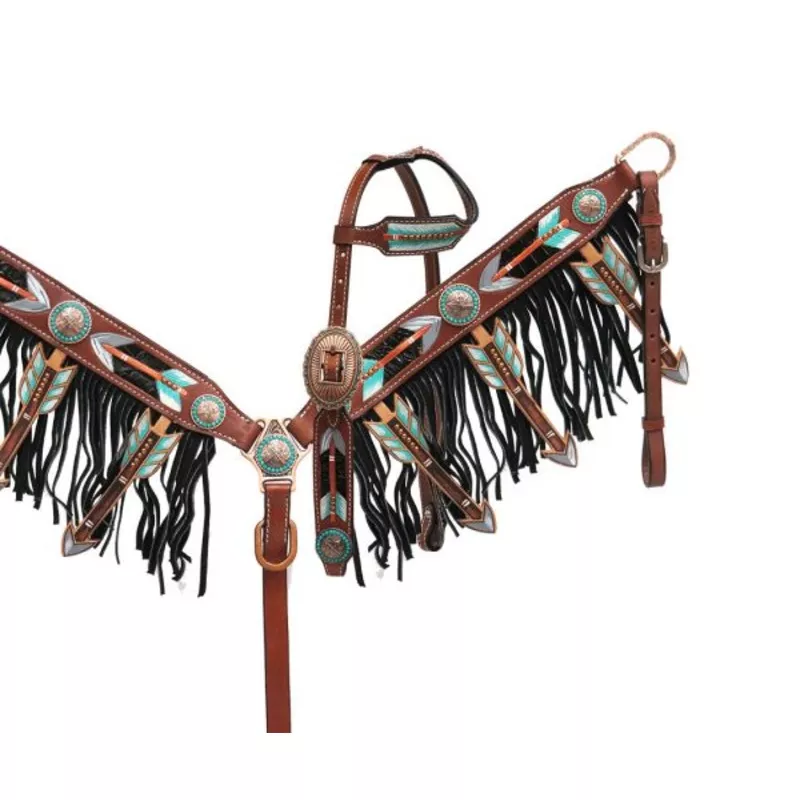 #13782: ShowmanCut-out arrow design headstall and breast collar set