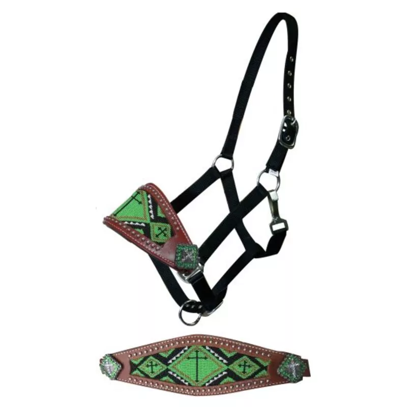 #16174: ShowmanBeaded bronc nose halter