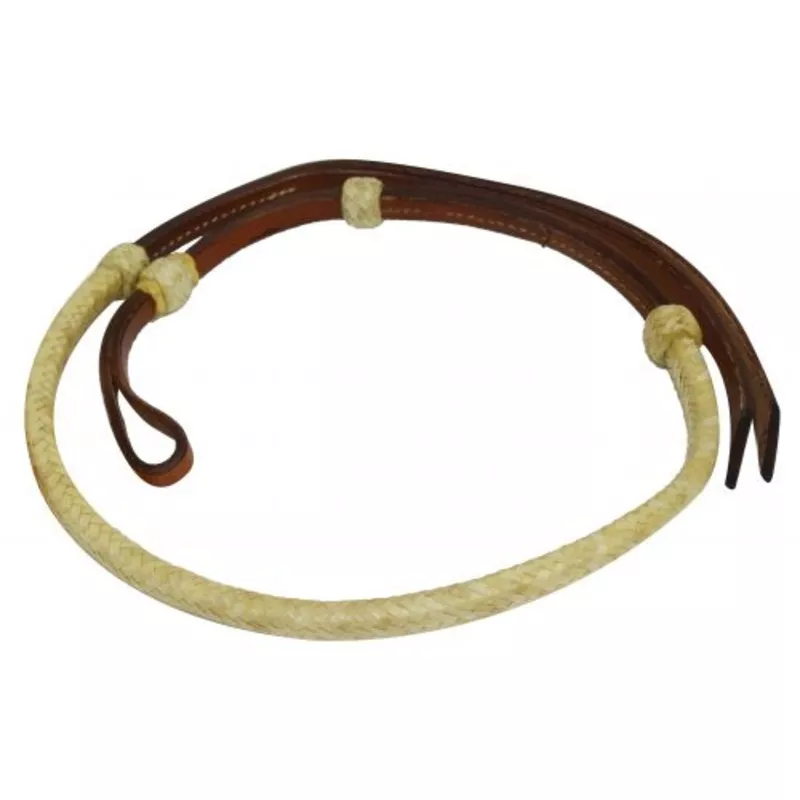 #19177: Showman4 ft rawhide braided leather Over & Under whip