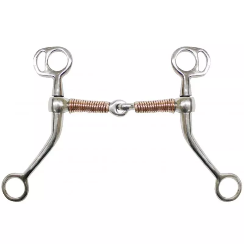 #46210: Showman Stainless Steel Tom Thumb bit with 5" copper wrapped snaffle mouth and 7" cheeks