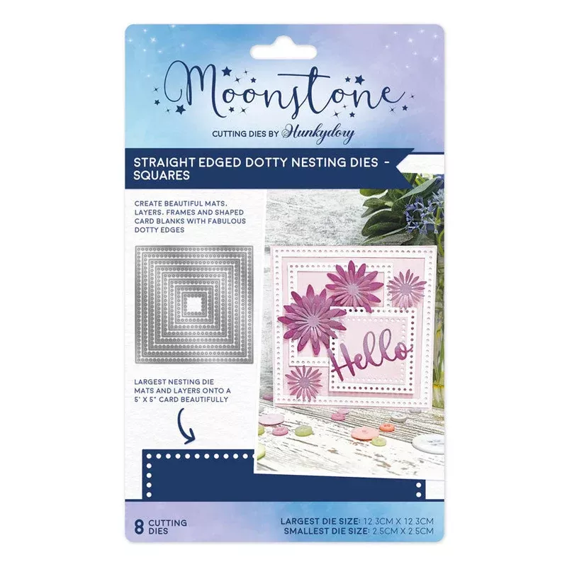 Hunkydory Crafts Moonstone Dies Straight Edged Dotty Nesting Dies - Squares