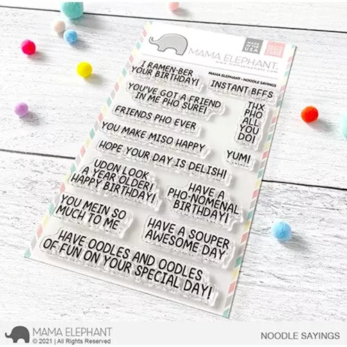 Mama Elephant Noodles Sayings Clear Stamps