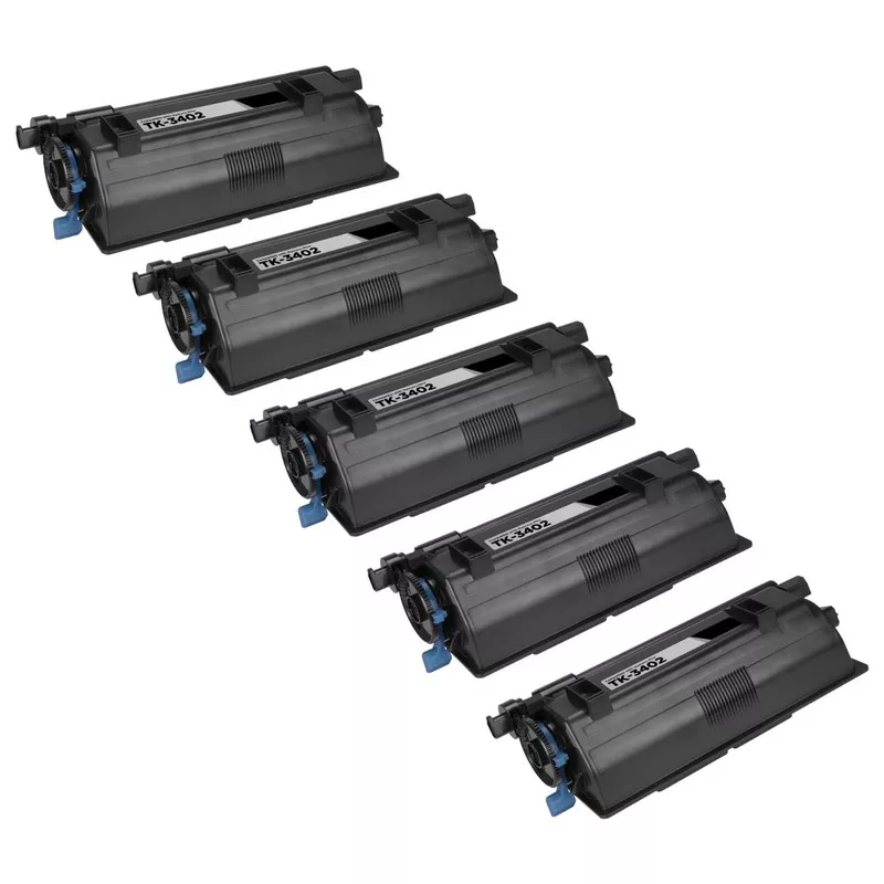 Set of 5 Compatible Kyocera Mita TK-3402 Black Toner Cartridges (12,500 Pages)
