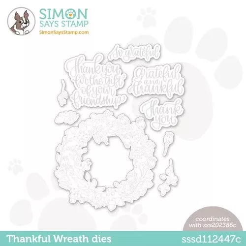 Simon Says Stamp THANKFUL WREATH Wafer Dies sssd112447c *
