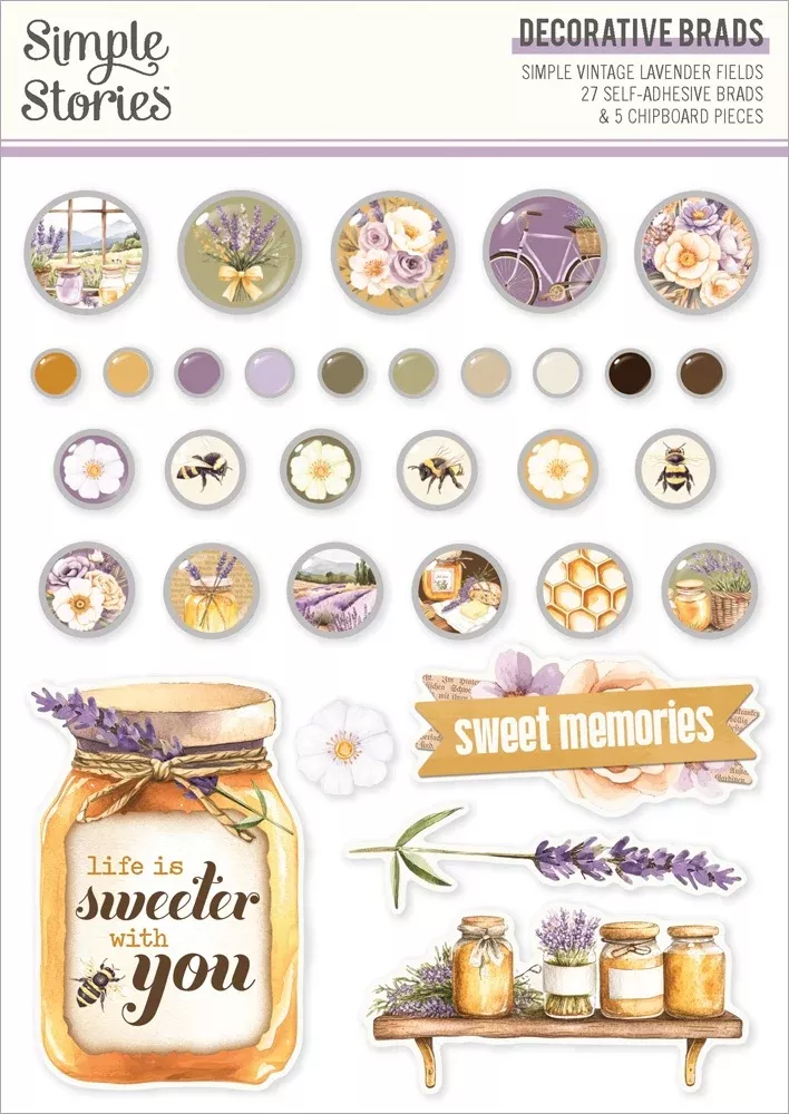Simple Stories Simple Vintage Lavender Fields - Decorative Brads, 26431