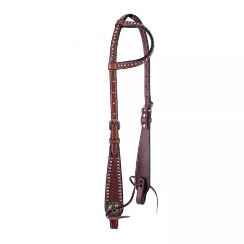 #ST-120: ShowmanBasket Tooled One Ear Argentina Cow Leather Headstall
