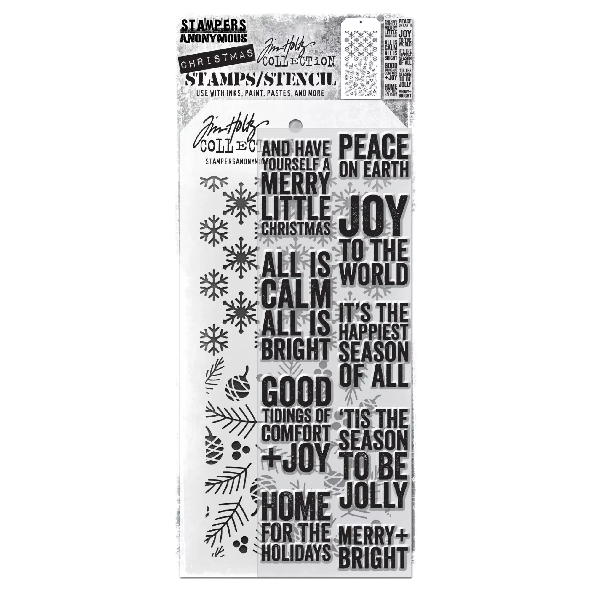Tim Holtz Clear Stamps and Stencil Bold Tidings, Flurries and Gatherings thmm133