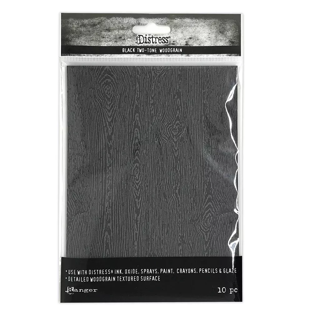 *Tim Holtz Distress 5 x 7 Black Woodgrain Cardstock Ranger tshk81135
