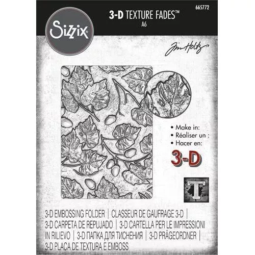 *Tim Holtz Sizzix ACORNS 3D Texture Fades Embossing Folder 665772