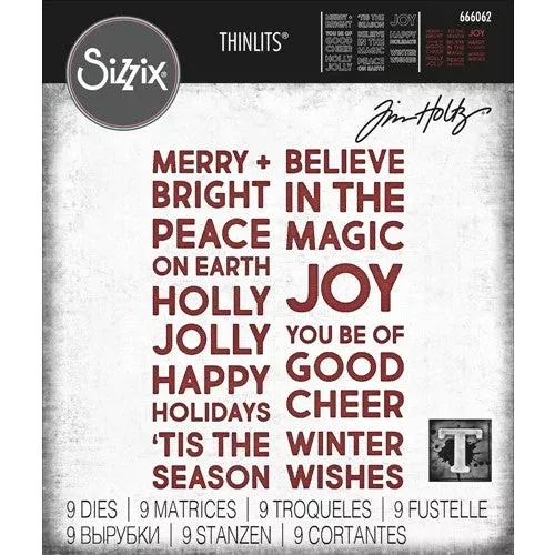 *Tim Holtz Sizzix BOLD TEXT CHRISTMAS Thinlits Dies 666062