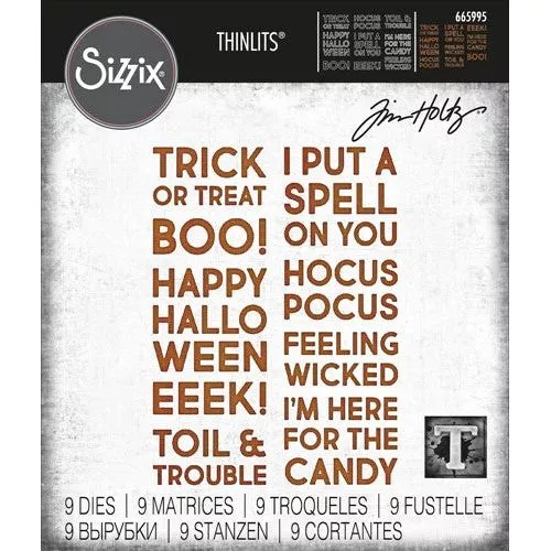 *Tim Holtz Sizzix BOLD TEXT HALLOWEEN Thinlits Dies 665995