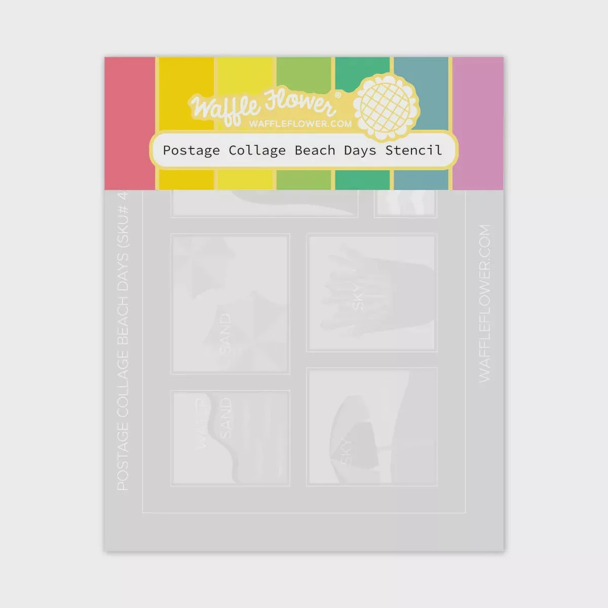 Waffle Flower Crafts Postage Collage Beach Days Stencil