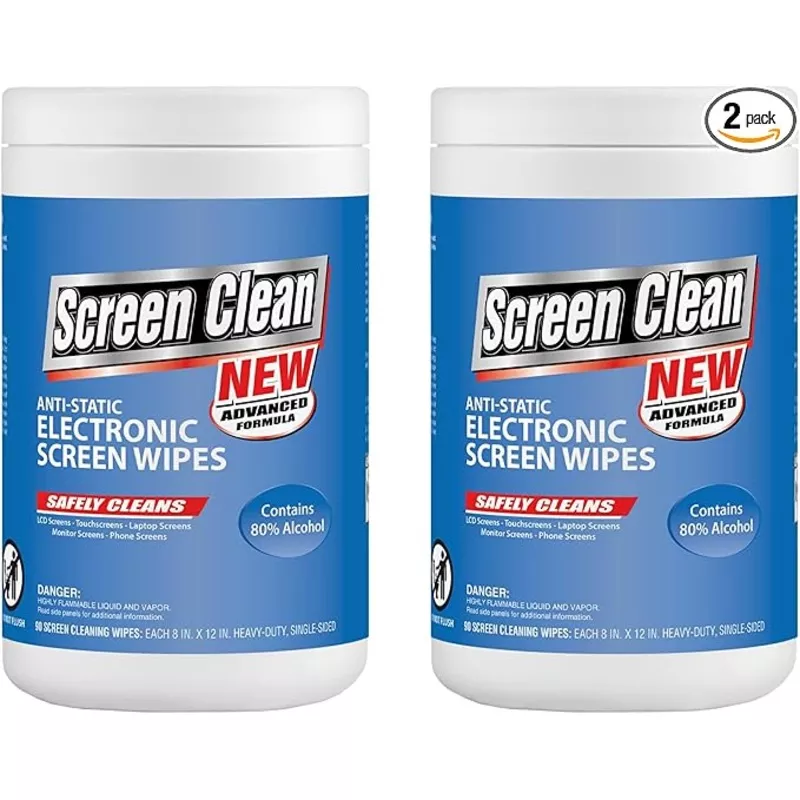 Zenex Screen Clean Anti-Static Electronic Screen Wipes – Single Sided Non-Abrasive Towels | For TV, Phones, Monitors | Quick Dry & Streak-Free | Prevents Static Build-up (2 Pack | 180 Sheets Total)