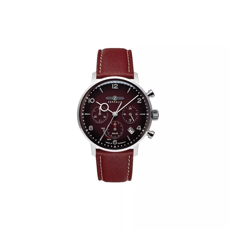 Zeppelin LZ 129 Hindenburg Quartz Watch, Red, 41 mm, Day, Leather, 8086-2n